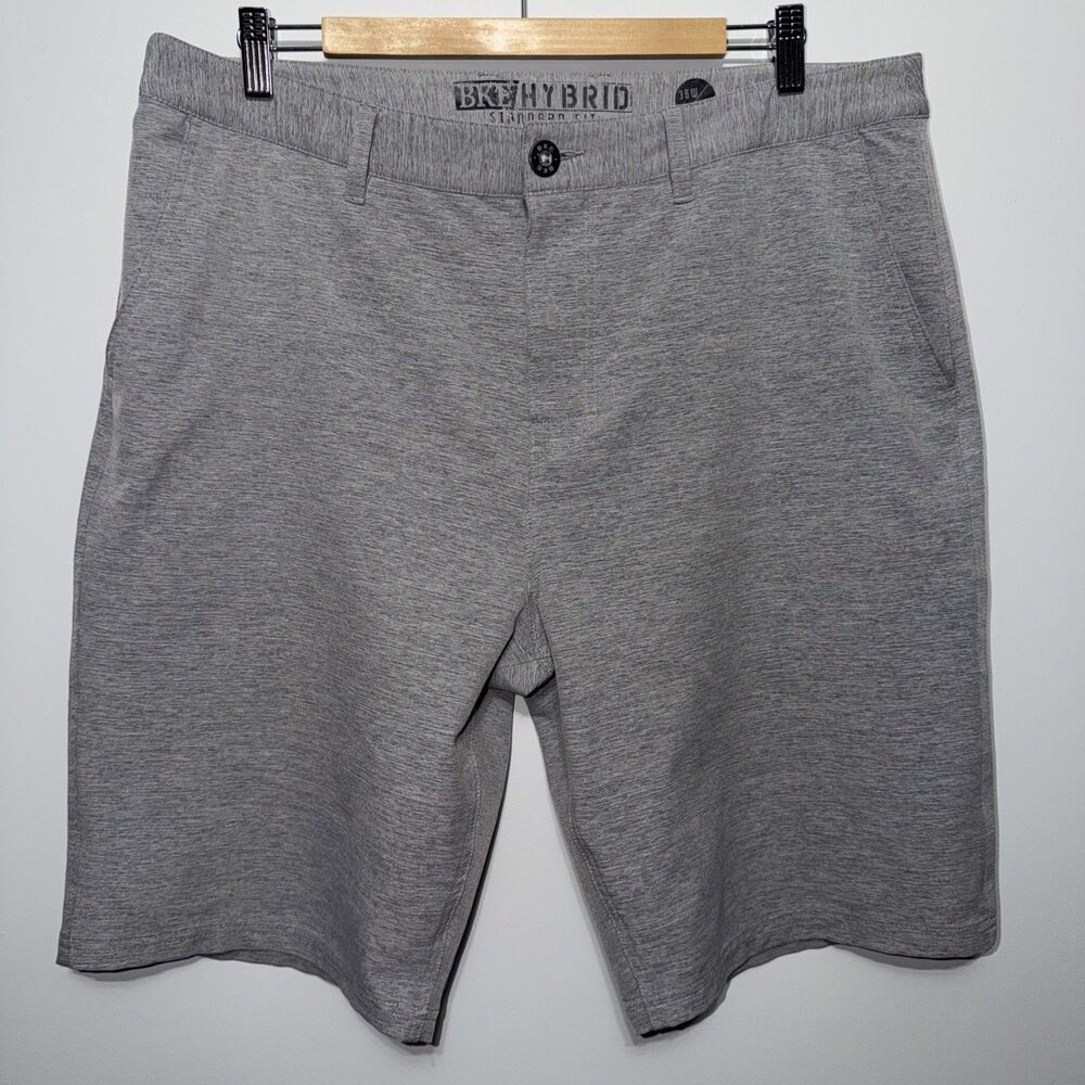 BKE Hybrid Shorts Mens 36 Gray Heathered Stretch Quick Dry Excellent